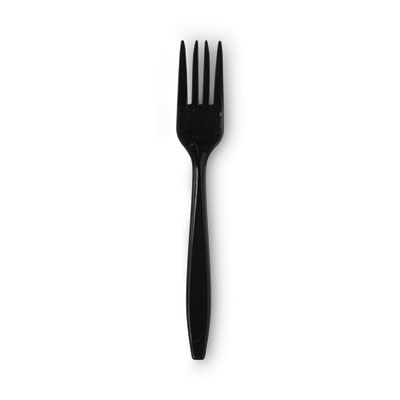 Individually Wrapped Heavyweight Forks, 6.88", Plastic, Blac