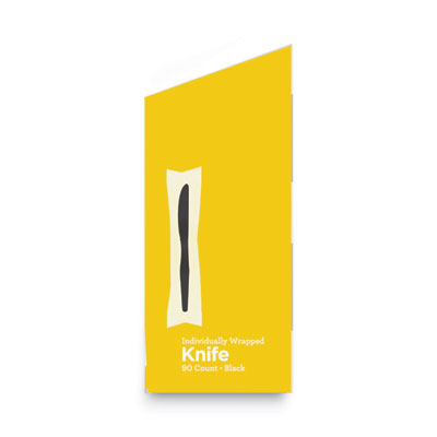 Grab'N Go Wrapped Cutlery, Knife, Plastic, Black, 90/Box, 6