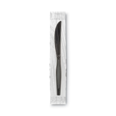Grab'N Go Wrapped Cutlery, Knife, Plastic, Black, 90/Box, 6