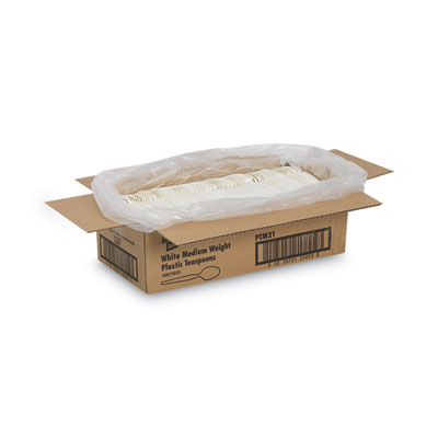 Plastic Cutlery, Mediumweight Spoon, White, 1,000/Carton