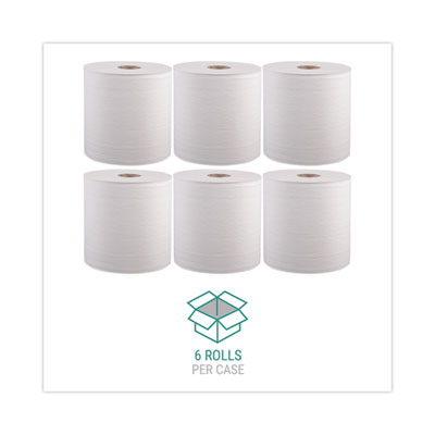 Hardwound Roll Towels, 1-Ply, 8" x 800 ft, White, 6 Rolls/Ca