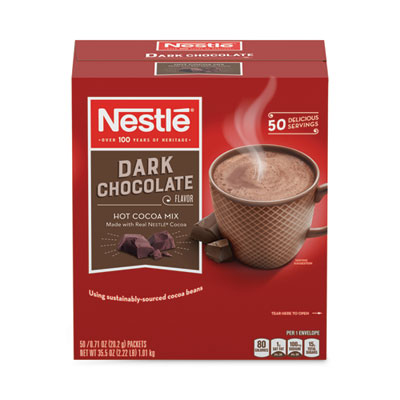 Hot Cocoa Mix, Dark Chocolate, 0.71 Packets, 50 Packets/Box,