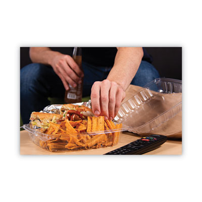 ClearSeal Hinged-Lid Plastic Containers, 9.3 x 8.8 x 3, Clea