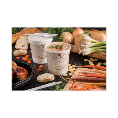 Flexstyle Double Poly Paper Containers, 16 oz, Symphony Desi