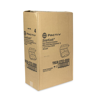 SmartLock Foam Hinged Lid Container, Small, 3 Compartments,