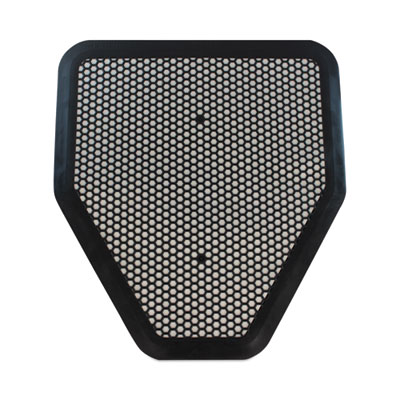 Urinal Mat, Shield-Shaped, Black Non-Slip Perforated Surface
