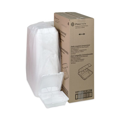 Vented Foam Hinged Lid Container, Dual Tab Lock Economy, 3 C