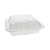 Vented Foam Hinged Lid Container, Dual Tab Lock, 3 Compartme