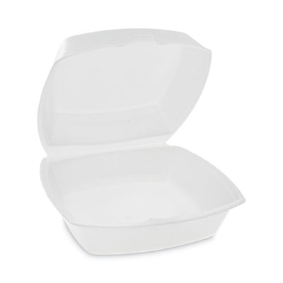 Foam Hinged Lid Container, Single Tab Lock, 6 x 6 x 3, White