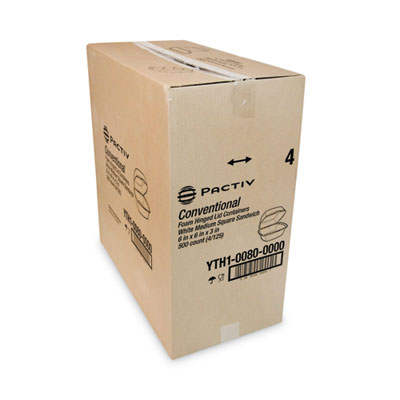 Foam Hinged Lid Container, Single Tab Lock, 6 x 6 x 3, White