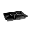 Foam School Trays, 5-Compartment Tray, 8.25 x 10.25 x 1, Bla