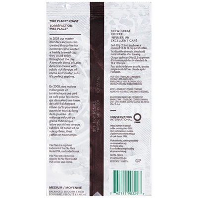 Coffee, Pike Place, 2.5 oz Packet, 18/Box