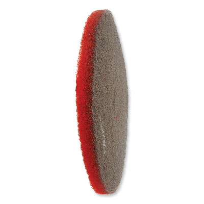 EZ CARE Heavy Duty Scrub Pad, 17" Diameter, Red/Gray, 5/Cart