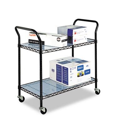 Wire Utility Cart, Metal, 2 Shelves, 400 lb Capacity, 43.75"