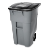 Rollout Container, 50 gal, Molded Plastic, Gray