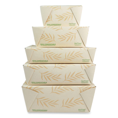 No Tree Folded Takeout Containers, 50 oz, 6.2 x 8.5 x 1.85,