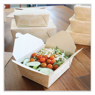 No Tree Folded Takeout Containers, 65 oz, 6.25 x 8.7 x 2.5,