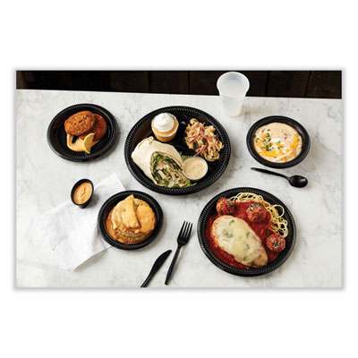 Meadoware Impact Plastic Dinnerware, Plate, 6" dia, Black, 1