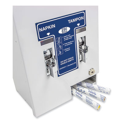 Dual Channel Sanitary Napkin/Tampon Vendor, 25 Cent Coin Mec
