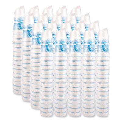 Horizon Hot/Cold Foam Drinking Cups, 44 oz, White/Ocean Blue