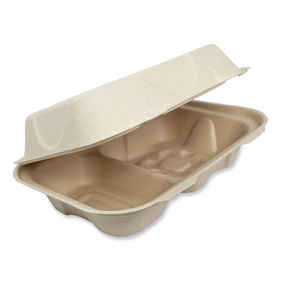 Fiber Hinged Takeout Containers, Hoagie Box, 9.2 x 6.4 x 3,
