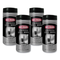 Stainless Steel Wipes, 1-Ply, 7 x 8, White, 30/Canister, 4 C