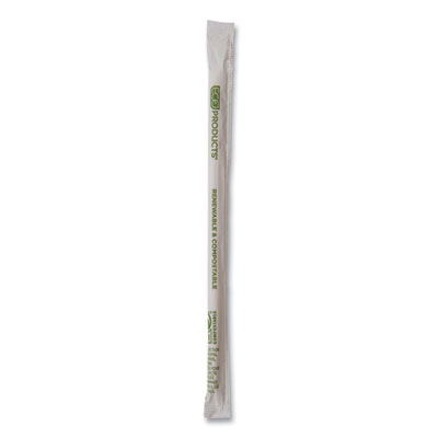 Renewable and Compostable PHA Straws, 7.75", Natural White,