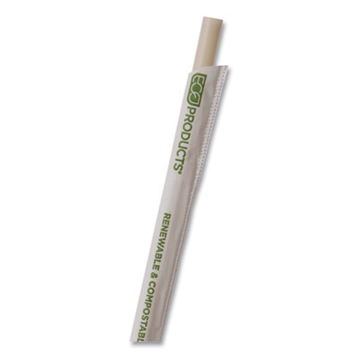 Renewable and Compostable PHA Straws, 7.75", Natural White,