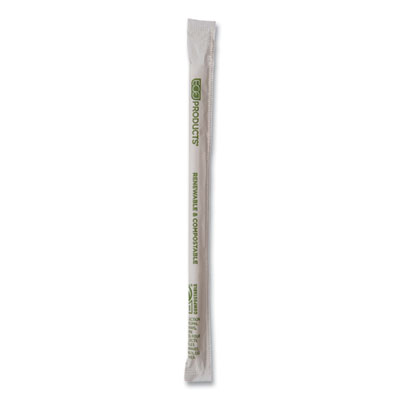 Renewable and Compostable PHA Straws, 7.75", Natural White,