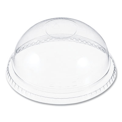 Plastic Dome Lid, No-Hole, Fits 9 oz to 22 oz Hot Cups, Clea