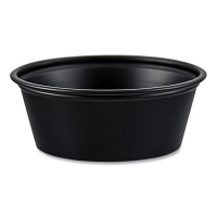 Portion Containers, 1.5 oz, Plastic, Black, 250/Bag, 10 Bags