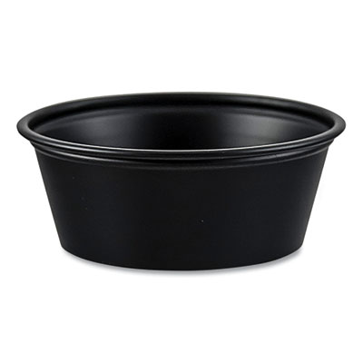 Portion Containers, 1.5 oz, Plastic, Black, 250/Bag, 10 Bags
