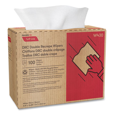 Tuff-Job Double Recrepe Wipers, 9.75 X 16.5, White, 100/box,