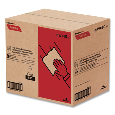Tuff-Job Double Recrepe Wipers, 9.75 X 16.5, White, 100/box,