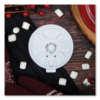 Lift n' Lock Plastic Hot Cup Lids, Fits 10 oz Hot Cups, Whit