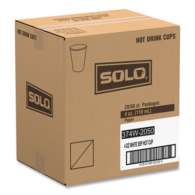 Single-Sided Poly Paper Hot Cups, 4 oz, White, 50 Bag, 20 Ba
