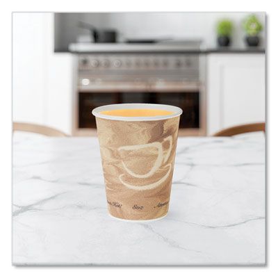 Mistique Polycoated Hot Paper Cups, 8 oz, Brown, 50/Sleeve,