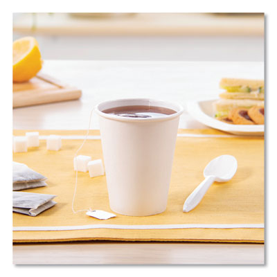 Single-Sided Poly Paper Hot Cups, 8 Oz, White, 50/bag, 20 Ba