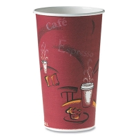 Single-Sided Poly Paper Hot Cups, 20 oz, Bistro Design, 600/