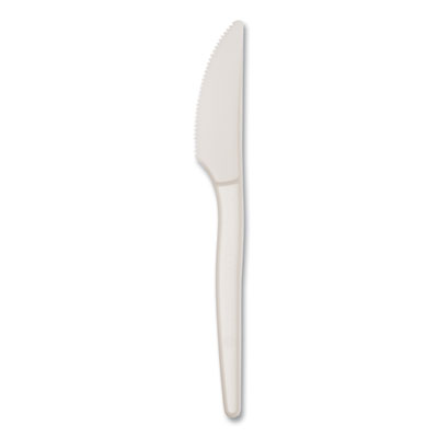 EcoSense Renewable Plant Starch Cutlery, Knife, Plastic, Cre