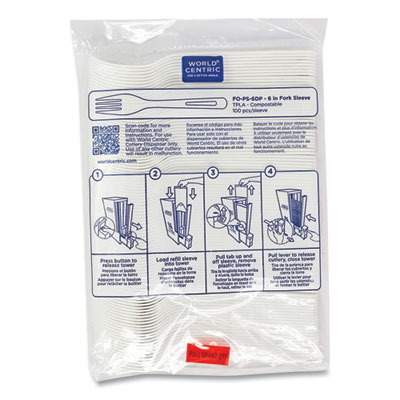 Cutlery Dispenser Refills, Fork, Plastic, Light Beige, 100/B