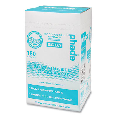 Marine Biodegradable Straws, Boba Straw, 9", Ocean Blue, 720