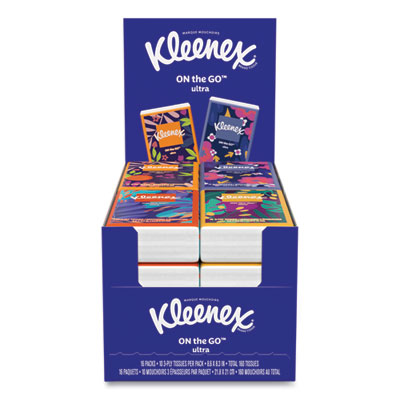On The Go Packs Facial Tissues, 3-Ply, White, 10 Sheets/Pouc