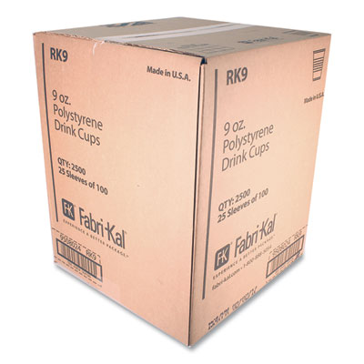 RK Ribbed Cold Drink Cups, 9 oz, Plastic, Clear, 100/Sleeve,