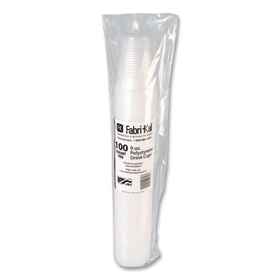 RK Ribbed Cold Drink Cups, 9 oz, Plastic, Clear, 100/Sleeve,