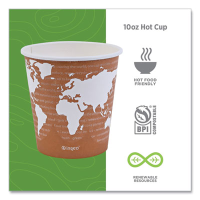 World Art Renewable and Compostable Hot Cups, 10 oz, Paper,