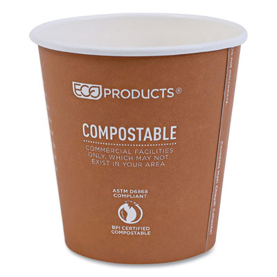 World Art Renewable and Compostable Hot Cups, 10 oz, Paper,