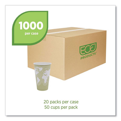 World Art Renewable and Compostable Hot Cups, 16 oz, Paper,