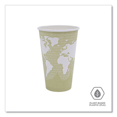 World Art Renewable and Compostable Hot Cups, 16 oz, Paper,