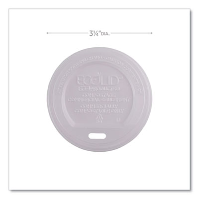 EcoLid Renewable/Compostable Hot Cup Lids, Fits 8 oz Hot Cup